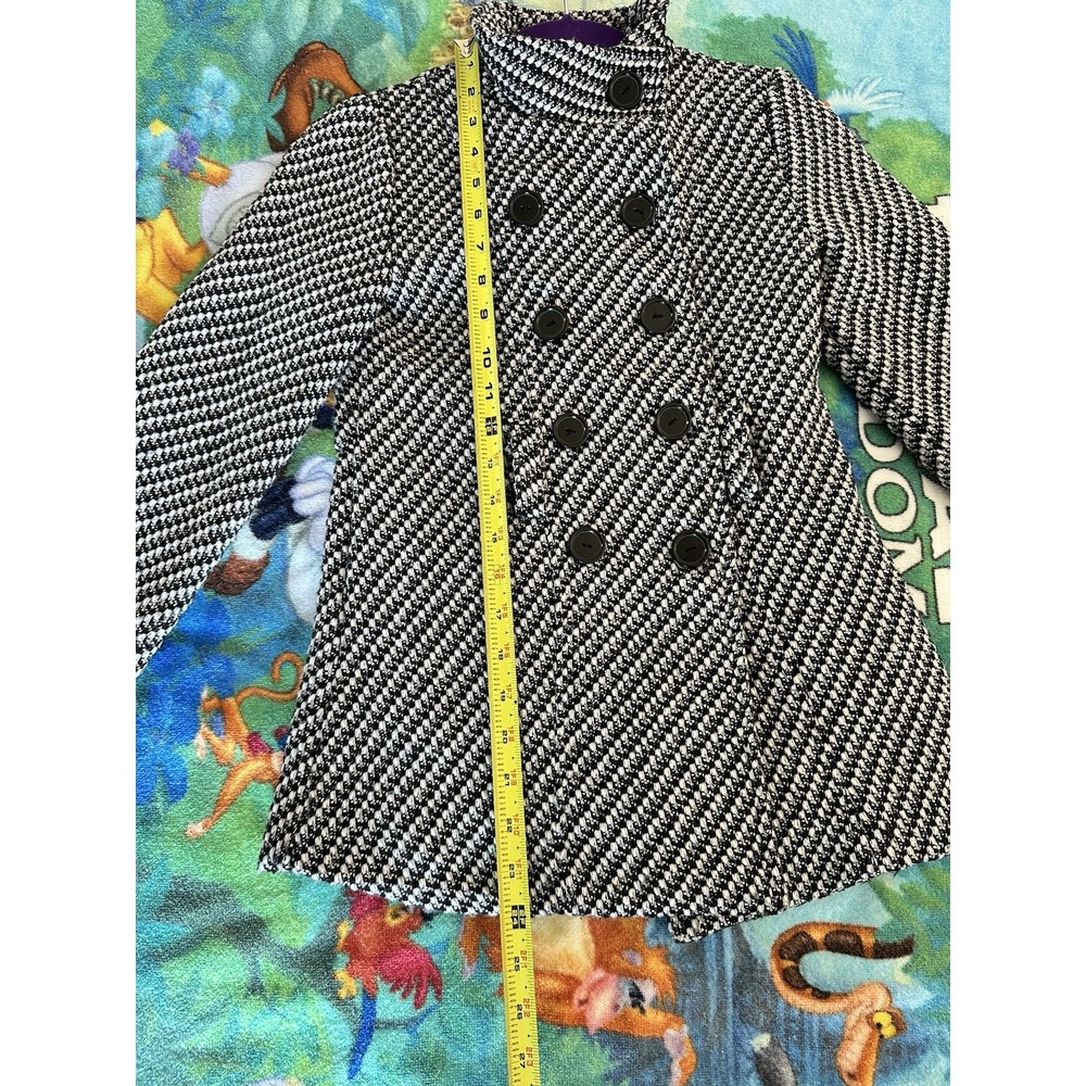 Vintage Amy Byer Pea Coat‎ Girls Black And White Double Breasted Size S NO BELT - Picture 9 of 10